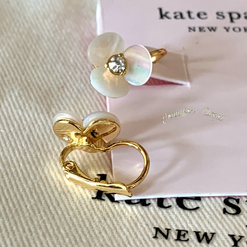 NWT! Kate Spade Disco Pansy Leverback Earrings - Picture 4 of 8
